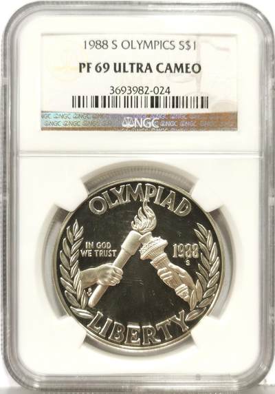 博洋堂“生趣盎然”4月精品专场暨第169期（全场包邮） NGC PF69UC 美国1988年汉城奥运会纪念银币