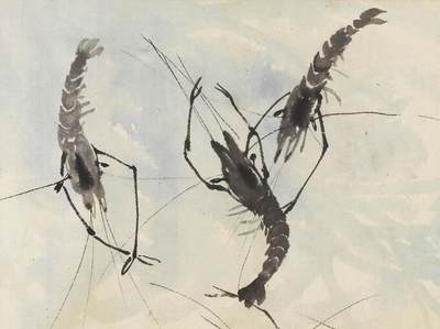 碧月说宝.国有文物商店书画专场（七） 汪亚尘 虾