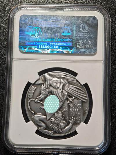 【德藏】世界币章拍卖第171期（拍品征集中~欢迎藏友联系） 1940年 德国第三帝国进攻挪威纪念锌章 名家卡尔歌茨作品 稀少品种 NGC MS65（原图请查询NGC评级公司官网）