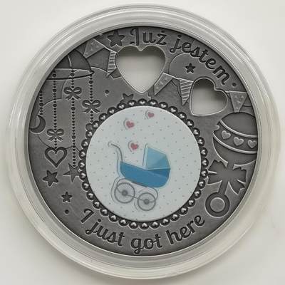 博洋堂“生趣盎然”4月精品专场暨第169期（全场包邮） 纽埃2019年1元彩色仿古镂空银币 我刚到这儿（我才出生） 1盎司999银 发行量：500 盒证全