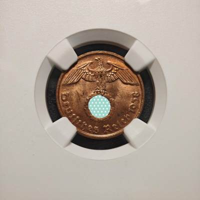 【德藏】世界币章拍卖第171期（拍品征集中~欢迎藏友联系） 1938年 德国民族社会主义工人党2芬尼铜币 NGC MS63RB （原图请查询NGC评级官网）