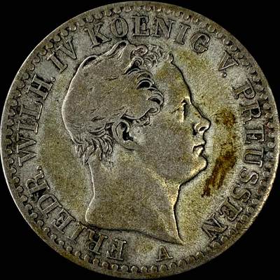 【雨安】【直播拍卖】【裸币套币-001期】 2026-04-24 周五 19:30 (金价1034, 银价18.00) [裸币德国] Germany 德国 德意志 普鲁士 1/6泰勒 1843年