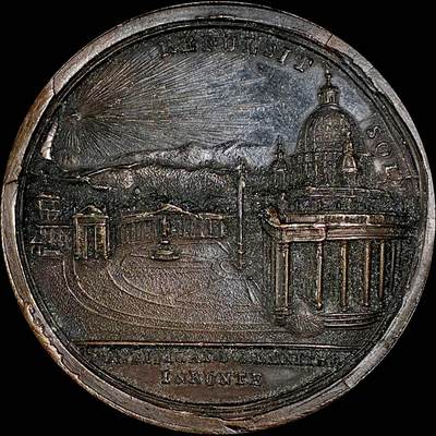 【雨安】【直播拍卖】【裸币套币-001期】 2026-04-24 周五 19:30 (金价1034, 银价18.00) [徽章奖章] Vatican [章] 梵蒂冈 庇护七世 铜章 18.5克, 37mm