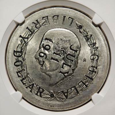 【德藏】世界币章拍卖第171期（拍品征集中~欢迎藏友联系） 1967年 安圭拉加盖墨西哥银币 NGC MS62 少见品种
