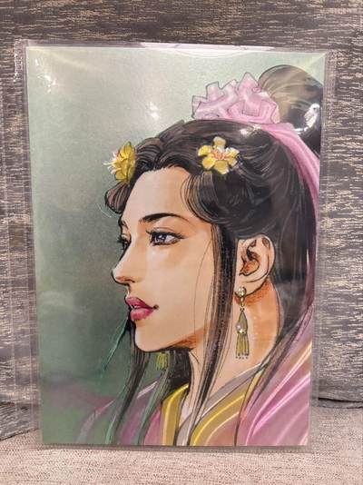 喜灰玩卡拍卖第八期，接拍品0佣金，欢迎送拍，释放现金流，让自己有资金可以购买更多喜欢的卡牌，让别的卡友能淘到更多心仪的卡牌 【A4】 百里 港漫水浒 夏伟义老师绘 特卡 李师师 A4 大卡 折光粗闪 