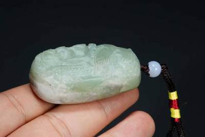 上海都达杂项专场103【全场包邮】  天然和田玉精雕《凤凰牡丹》挂件71-254