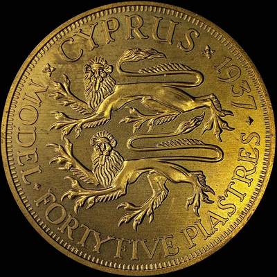 【雨安】【直播拍卖】【裸币套币-001期】 2026-04-24 周五 19:30 (金价1034, 银价18.00) [裸币各国] Cyprus 塞浦路斯 45皮阿斯特 1937年 爱德华八世