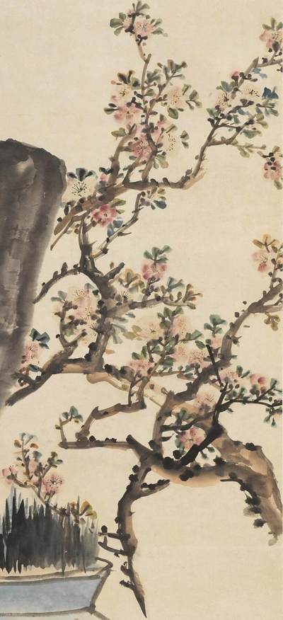 碧月说宝.国有文物商店书画专场（七） 吴待秋 海棠清供