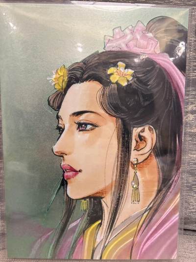 喜灰玩卡拍卖第八期，接拍品0佣金，欢迎送拍，释放现金流，让自己有资金可以购买更多喜欢的卡牌，让别的卡友能淘到更多心仪的卡牌 【A4】 百里 港漫水浒 夏伟义老师绘 特卡 李师师 A4 大卡 折光粗闪 