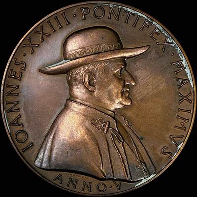 【雨安】【直播拍卖】【裸币套币-001期】 2026-04-24 周五 19:30 (金价1034, 银价18.00) [徽章奖章] Vatican [章] 梵蒂冈 1962年 若望二十三世 铜章 33克, 43mm