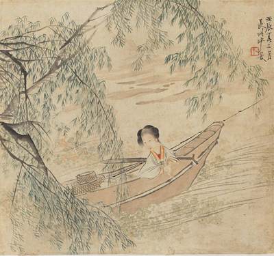 碧月说宝.国有文物商店书画专场（七） 沙馥 柳荫仕女