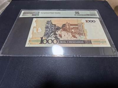 长老汇马年精选第十九场拍卖 1989巴西1000克鲁扎多改值1新克鲁扎多纸钞，PMG 67，亚军，更高1枚