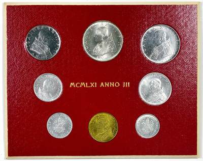 【雨安】【直播拍卖】【裸币套币-001期】 2026-04-24 周五 19:30 (金价1034, 银价18.00) [现代套币] Vatican 梵蒂冈 套币 1961年