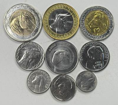 S&S Numismatic世界钱币-拍卖 第127期 阿尔及利亚1992-2018年 动物版 9枚套币 含4枚双色高值币