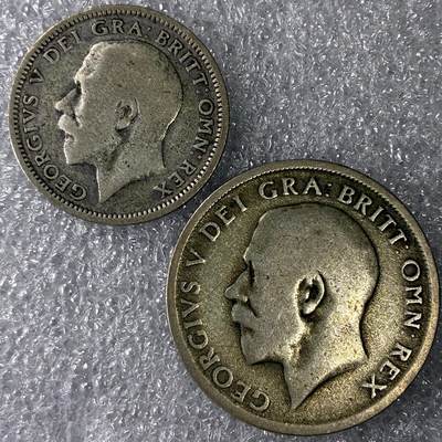 【雨安】【直播拍卖】【裸币套币-001期】 2026-04-24 周五 19:30 (金价1034, 银价18.00) [裸币各国] Great Britain 英国 6便士/1先令 乔治五世