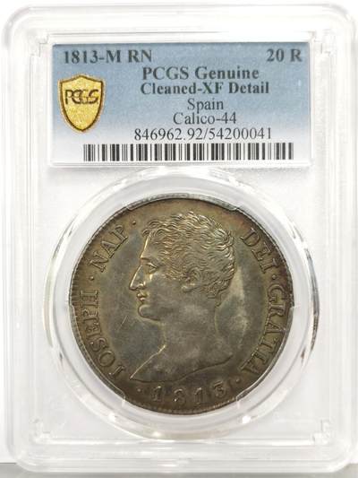 博洋堂“生趣盎然”4月精品专场暨第169期（全场包邮） PCGS XF 法占西班牙1813年约瑟夫拿破仑20R银币，少见年份
