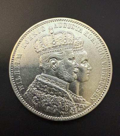 【周六 19:30】乾藏阁外国银币专场・裸币 / 评级币 + 银章铜章 保真包老 - 普鲁士 1861 年加冕泰勒 近未流通状态 双头像欧洲大银币