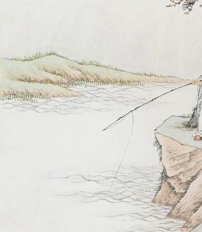 碧月说宝.国有文物商店书画专场（七） 朱良材 高士垂钓图