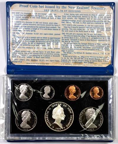 【雨安】【直播拍卖】【裸币套币-001期】 2026-04-24 周五 19:30 (金价1034, 银价18.00) [现代套币] New Zeeland 新西兰 套币 精制套币 1979年 含银币1枚