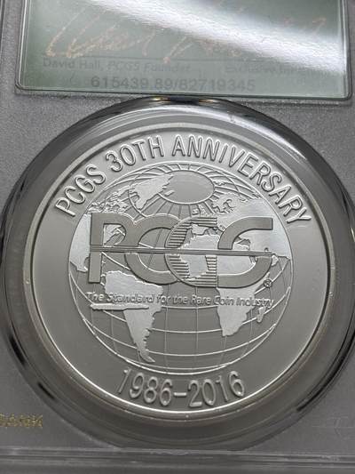 文馨钱币收藏第 303 场，【五一钱币荟，收藏盛宴】长期接代拍业务 PCGS成立30周年纪念章总裁签名版，镜面工艺非常精致，编码 345
