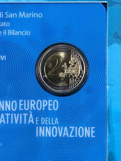 【雨安】【直播拍卖】【裸币套币-001期】 2026-04-24 周五 19:30 (金价1034, 银价18.00) [现代装帧] San Marino 欧元 圣马力诺 2欧元 2009年 发明