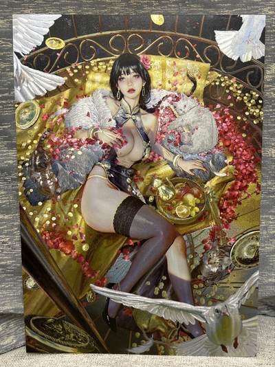 喜灰玩卡拍卖第八期，接拍品0佣金，欢迎送拍，释放现金流，让自己有资金可以购买更多喜欢的卡牌，让别的卡友能淘到更多心仪的卡牌 【A4限编】 燎原 刷子老师绘 A4大卡 折光粗闪 限编888/888编