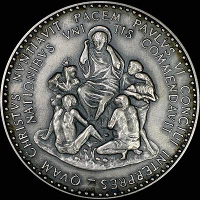 【雨安】【直播拍卖】【裸币套币-001期】 2026-04-24 周五 19:30 (金价1034, 银价18.00) [徽章奖章] Vatican [章] 梵蒂冈 1966年 保禄六世 镀银章 39.8克, 44mm