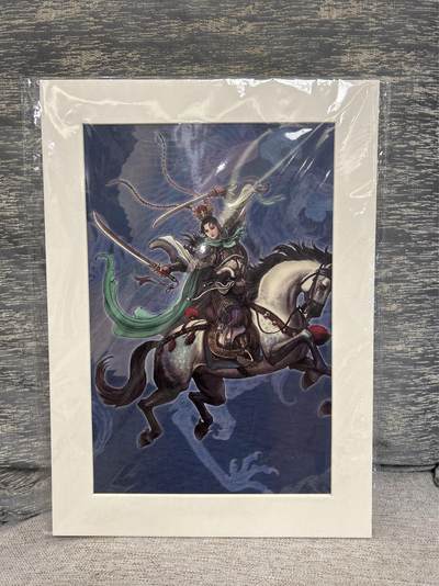 喜灰玩卡拍卖第八期，接拍品0佣金，欢迎送拍，释放现金流，让自己有资金可以购买更多喜欢的卡牌，让别的卡友能淘到更多心仪的卡牌 独行正明老师绘 扈三娘 版画 整体24cmX34厘米