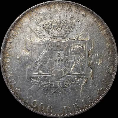 【雨安】【直播拍卖】【裸币套币-001期】 2026-04-24 周五 19:30 (金价1034, 银价18.00) [裸币各国] Portugal 葡萄牙 Kingdom 十进制 1000瑞斯 KM#0558 (1910) 半岛战争百年 1910年