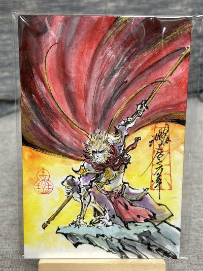 喜灰玩卡拍卖第八期，接拍品0佣金，欢迎送拍，释放现金流，让自己有资金可以购买更多喜欢的卡牌，让别的卡友能淘到更多心仪的卡牌 启读 沈鑫老师手绘 齐天大圣  10cmX15cm