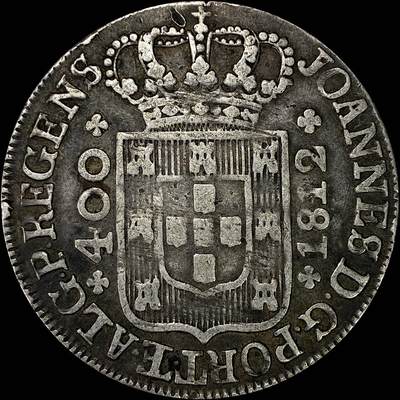 【雨安】【直播拍卖】【裸币套币-001期】 2026-04-24 周五 19:30 (金价1034, 银价18.00) - [裸币各国] Portugal 葡萄牙 400里斯 KM#0331 (1802-1816) 若昂摄政王 1812年