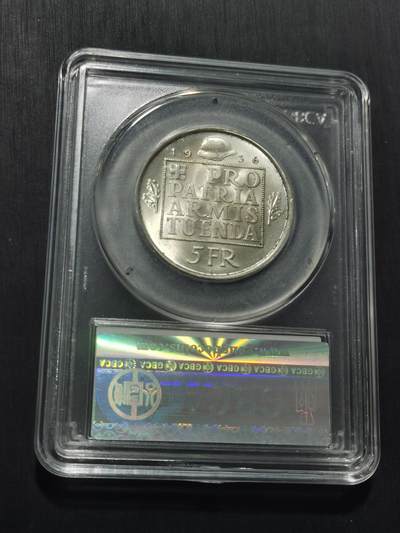 天下钱庄专场欢迎参拍 1936瑞士女神5法郎银币