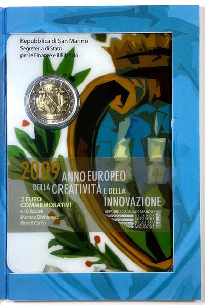 【雨安】【直播拍卖】【裸币套币-001期】 2026-04-24 周五 19:30 (金价1034, 银价18.00) [现代装帧] San Marino 欧元 圣马力诺 2欧元 2009年 发明