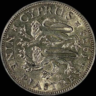 【雨安】【直播拍卖】【裸币套币-001期】 2026-04-24 周五 19:30 (金价1034, 银价18.00) [裸币各国] Cyprus 塞浦路斯 9皮阿斯特 1938年 乔治六世