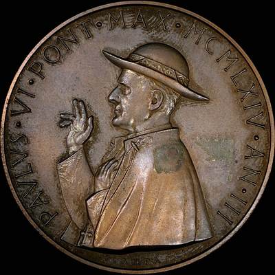 【雨安】【直播拍卖】【裸币套币-001期】 2026-04-24 周五 19:30 (金价1034, 银价18.00) [徽章奖章] Vatican [章] 梵蒂冈 1965年 保禄六世 铜章 33.2克, 44mm