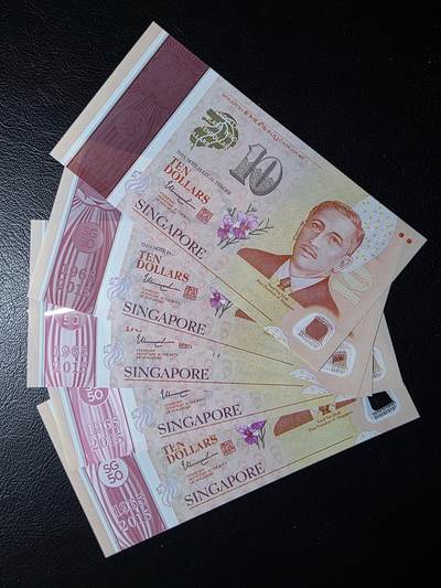 叁拾收藏第36期 新加坡10元纪念钞一套 5张  UNC