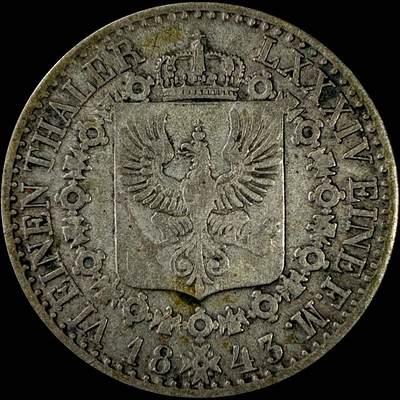 【雨安】【直播拍卖】【裸币套币-001期】 2026-04-24 周五 19:30 (金价1034, 银价18.00) [裸币德国] Germany 德国 德意志 普鲁士 1/6泰勒 1843年