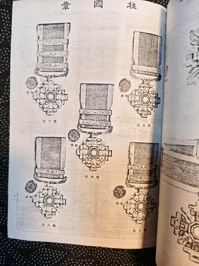 东亚欧洲主题杂货徽章勋章拍卖⑩ （五一大拍350+） 满洲帝国勋章鉴 恩赏局 老复印件