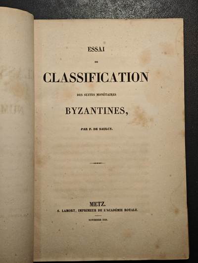 【德藏】世界币章拍卖第171期（拍品征集中~欢迎藏友联系） 1856年 拜占庭钱币序列分类论 硬壳精装 封面开裂 品相如图 全书约488页