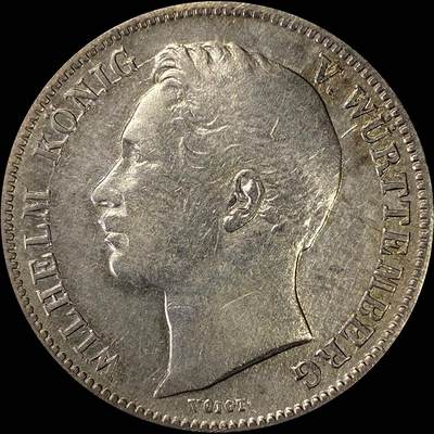 【雨安】【直播拍卖】【裸币套币-001期】 2026-04-24 周五 19:30 (金价1034, 银价18.00) [裸币德国] Germany 德国 德意志 1/2盾 Wurttemberg符腾堡 KM#0573 (1838-1858) 1839年