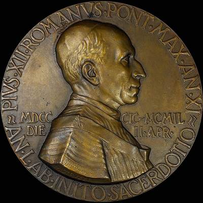 【雨安】【直播拍卖】【裸币套币-001期】 2026-04-24 周五 19:30 (金价1034, 银价18.00) [徽章奖章] Vatican [章] 梵蒂冈 1951年 庇护十二世 铜章 76克, 60mm