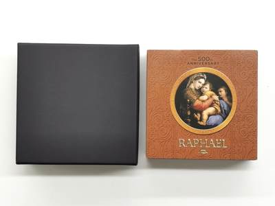 博洋堂“生趣盎然”4月精品专场暨第169期（全场包邮） 加纳2020年10塞地彩色仿古银币 艺术名画系列-拉斐尔逝世500周年（座椅圣母） 50克999银 发行量：500 盒证全