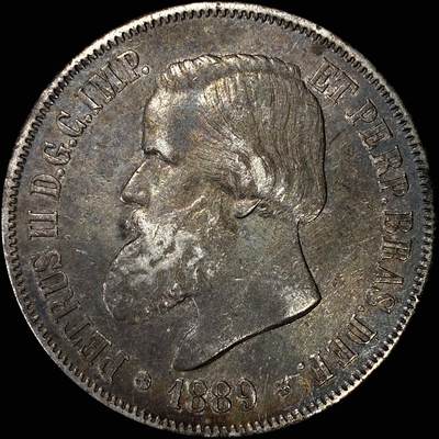 【雨安】【直播拍卖】【裸币套币-001期】 2026-04-24 周五 19:30 (金价1034, 银价18.00) [裸币各国] Brazil 巴西 2000瑞斯 1889年