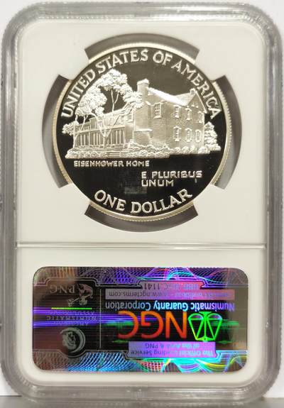 博洋堂“生趣盎然”4月精品专场暨第169期（全场包邮） NGC PF69UC 美国1990年艾森豪威尔纪念银币