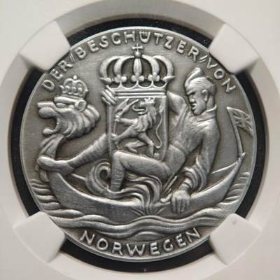 【德藏】世界币章拍卖第171期（拍品征集中~欢迎藏友联系） 1940年 德国第三帝国进攻挪威纪念锌章 名家卡尔歌茨作品 稀少品种 NGC MS65（原图请查询NGC评级公司官网）