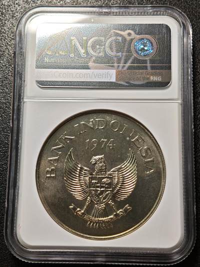 【德藏】世界币章拍卖第171期（拍品征集中~欢迎藏友联系） 1974年 印度尼西亚猩猩5000卢比精制银币 NGC MS66 状态极佳