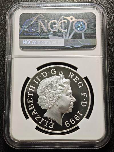 【德藏】世界币章拍卖第171期（拍品征集中~欢迎藏友联系） 1999年 英国戴安娜王妃逝世5英镑精制纪念银币 NGC PF68UC 镜面十足