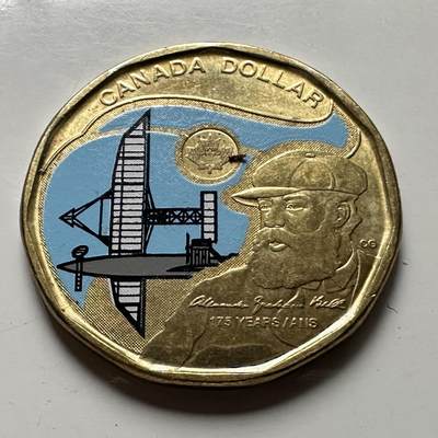 🌹外币初藏🌹🐯2026年第46场   每周二四六晚8️⃣点  世界硬币 苏联泰国纪念币 加拿大 2022年 1加元 亚历山大·格拉汉姆·贝尔175周年 彩色纪念币