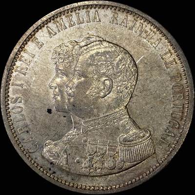 【雨安】【直播拍卖】【裸币套币-001期】 2026-04-24 周五 19:30 (金价1034, 银价18.00) [裸币各国] Portugal 葡萄牙 Kingdom 十进制 发现印度 1000里斯 KM#539 1898年