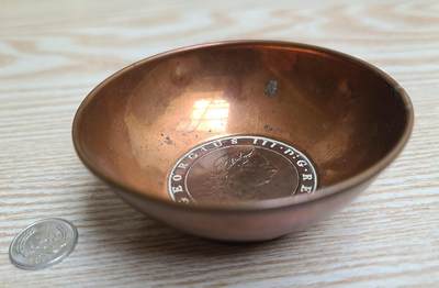 【币将精彩】世界钱币拍卖拍卖（2026-4-28） 英国1797年大车轮铜币工艺铜碗镀银脱落英国制造品如图